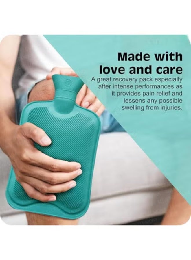 قربة مياه مطاطية سعة 2 لتر لتخفيف الآلام والتدفئة - قربة حرارية غير كهربائية لعلاج تشنجات الجسم وآلام الظهر والكمادات الساخنة والباردة - Image 4